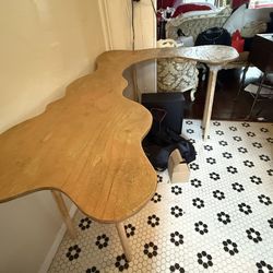 Serpentine Folding Wood Handcrafted Table 