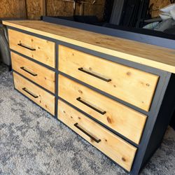 Modern industrial aesthetic, similar to handmade walnut or pine pieces. *Dimensions* W72" x D21" x H33.5" *Excellent condition* *All drawers open and 