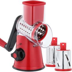 Cheese Grater Rotary, Rotary Grater for Kitchen, Kitchen Grater Vegetable Slicer with 3 Drum Blades, Fast Cutting Cheese Shredder for Vegetables and N