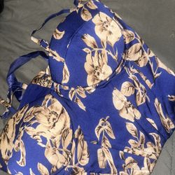 SHEIN blue lace up corset top