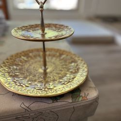 Stangl Antique  Serving Two Tier Plate Hand Painted 
