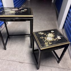 Elegant Hand-Painted Asian-Style Nesting Tables – Set of 2