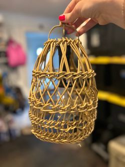 Terrain Woven Hanging Patio Lantern + Battery LED Light