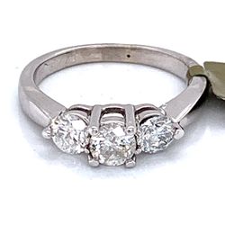 0.80 TCW Round Diamonds Three-Stone Engagement Ring In Solid 14k Gold Size 6