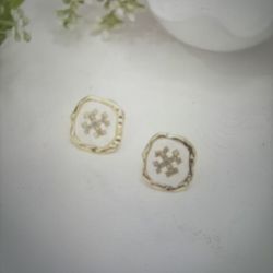 Gold/ Marble Diamond Earrings 