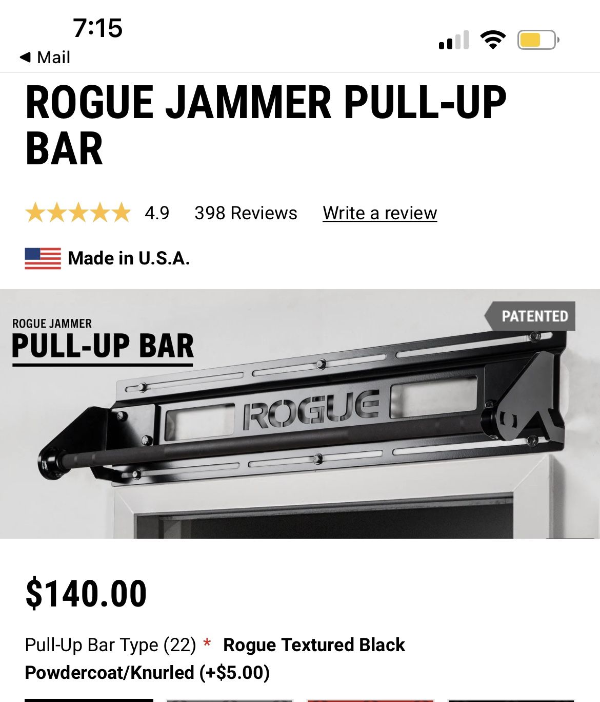 Rogue Jammer Pull-up Bar