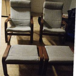 (2) Chairs With Ottoman's