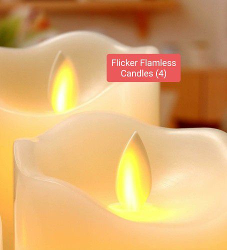 Crate & Barrel Flicker Flameless Pillar Candles (4)