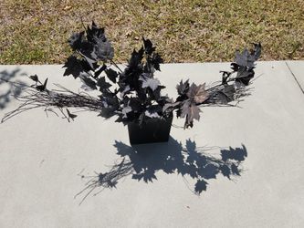 Black Floral Halloween Arrangement Goth Square  Vase 