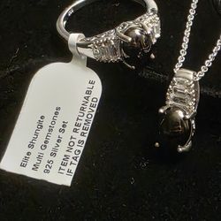 Elite Shungite Jewelry Set in 925 Sterling Silver