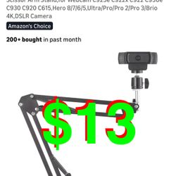 Webcam Stand,Camera Mount 22 Inch Suspension Boom Scissor Arm Stand,for Webcam C925e C922x C922 C930e C930 C920 C615,Hero 8/7/6/5,Ultra/Pro/Pro 2/Pro 