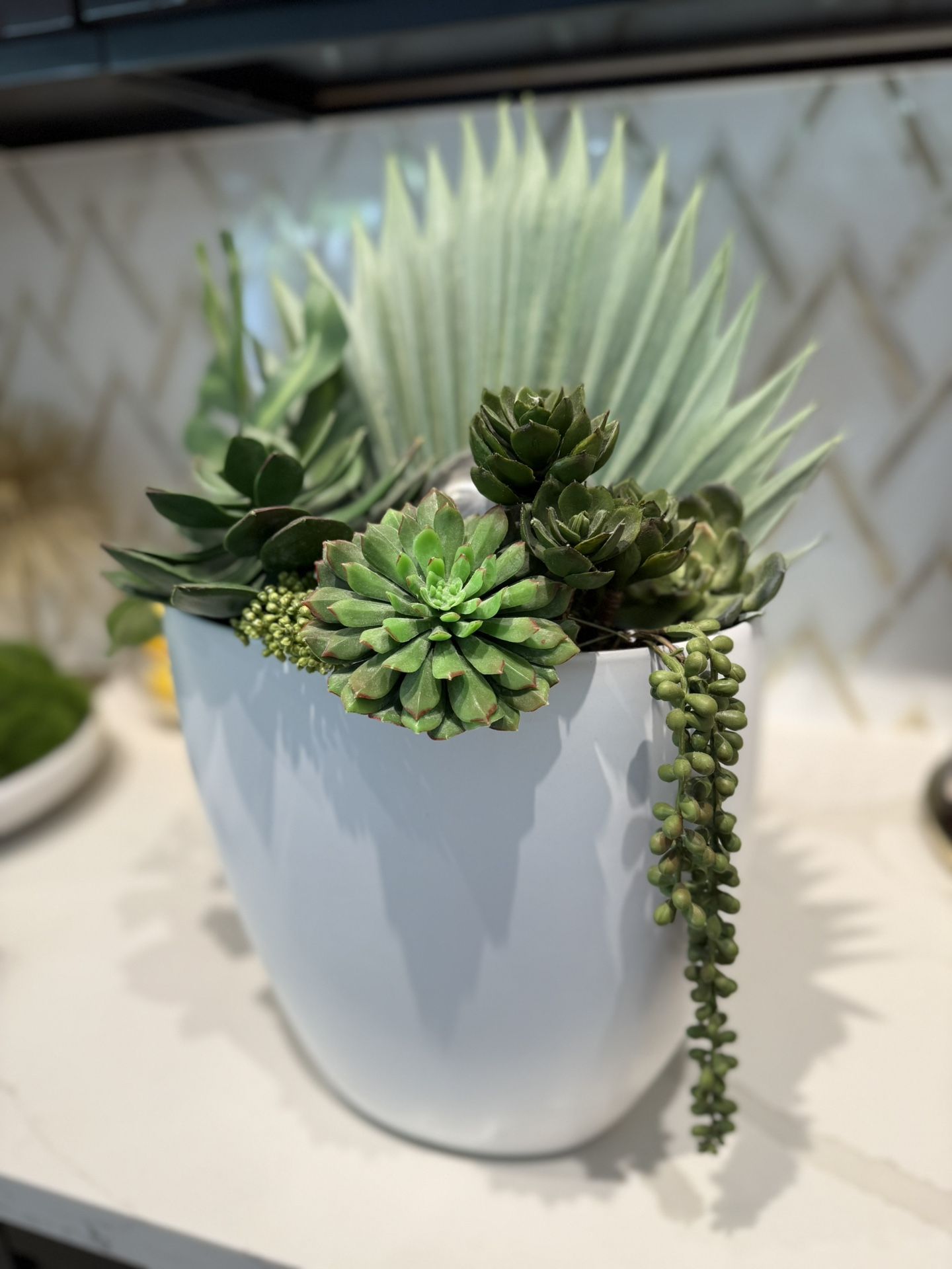Artificial Flower Arrangement With White Vase 