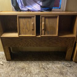 Solid Oak bookcase headboard
