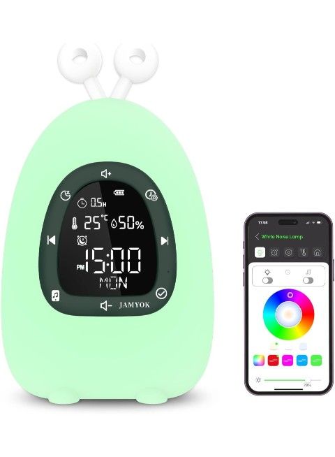 Sunrise Alarm Clock Wake Up Light, White Noise Sound Machine with 20 Soothing Sounds, 10 Night Lights, Bluetooth Speaker/App Control, Dimmable Clock f