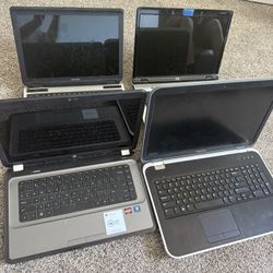 4 Broken Laptops – HP, Dell, Toshiba – For Parts Only