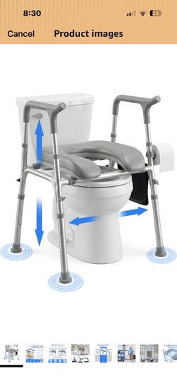Brand New Heavy duty Ergonomic Raised Toilet Seat Adjustable Height & Width, supports up to 450lbs
