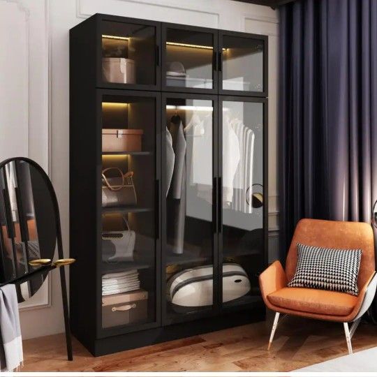Fufu & Gaga Black Wood Armoire Dresser