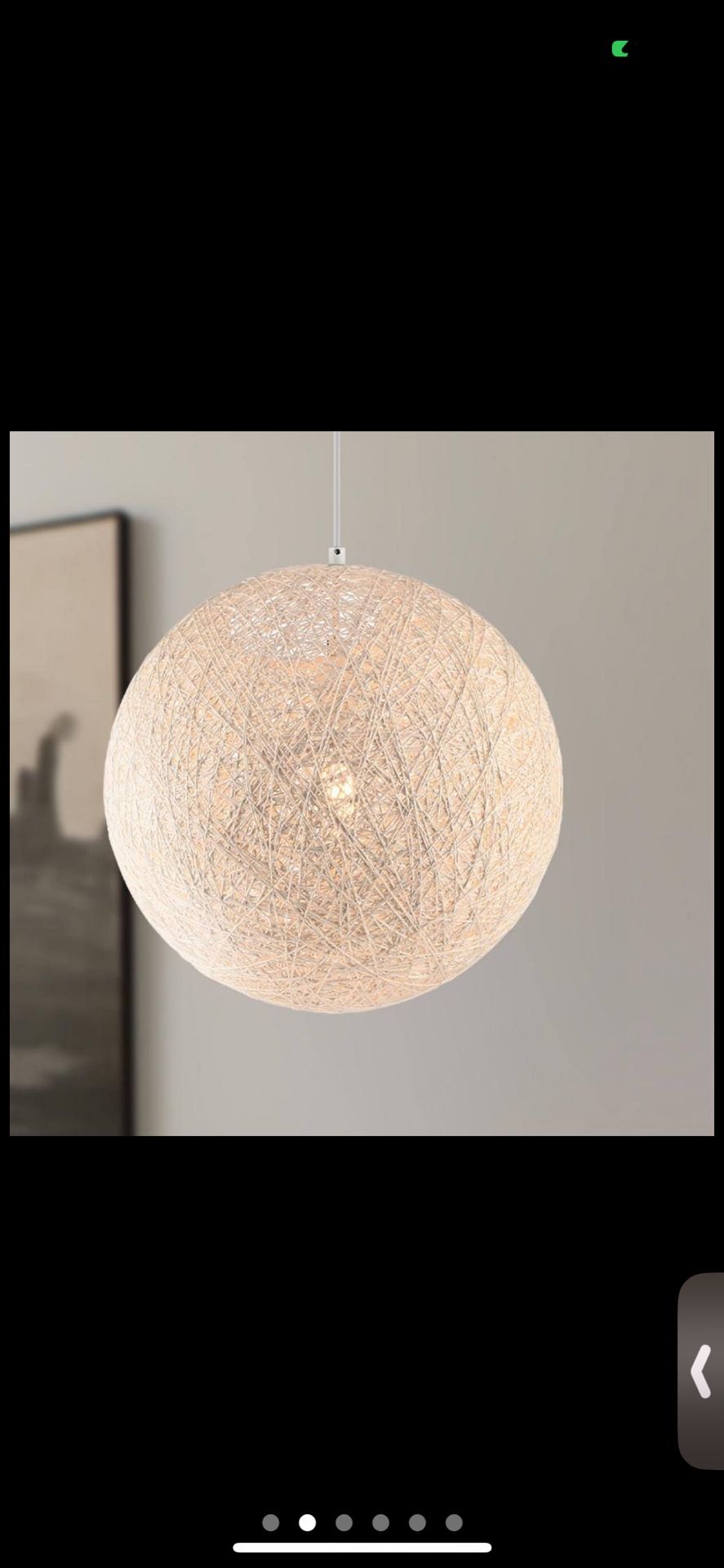 New 16 Dia 1 -Light White Modern/contemporary Globe Medium Hanging Pendant light, Adjustable Height