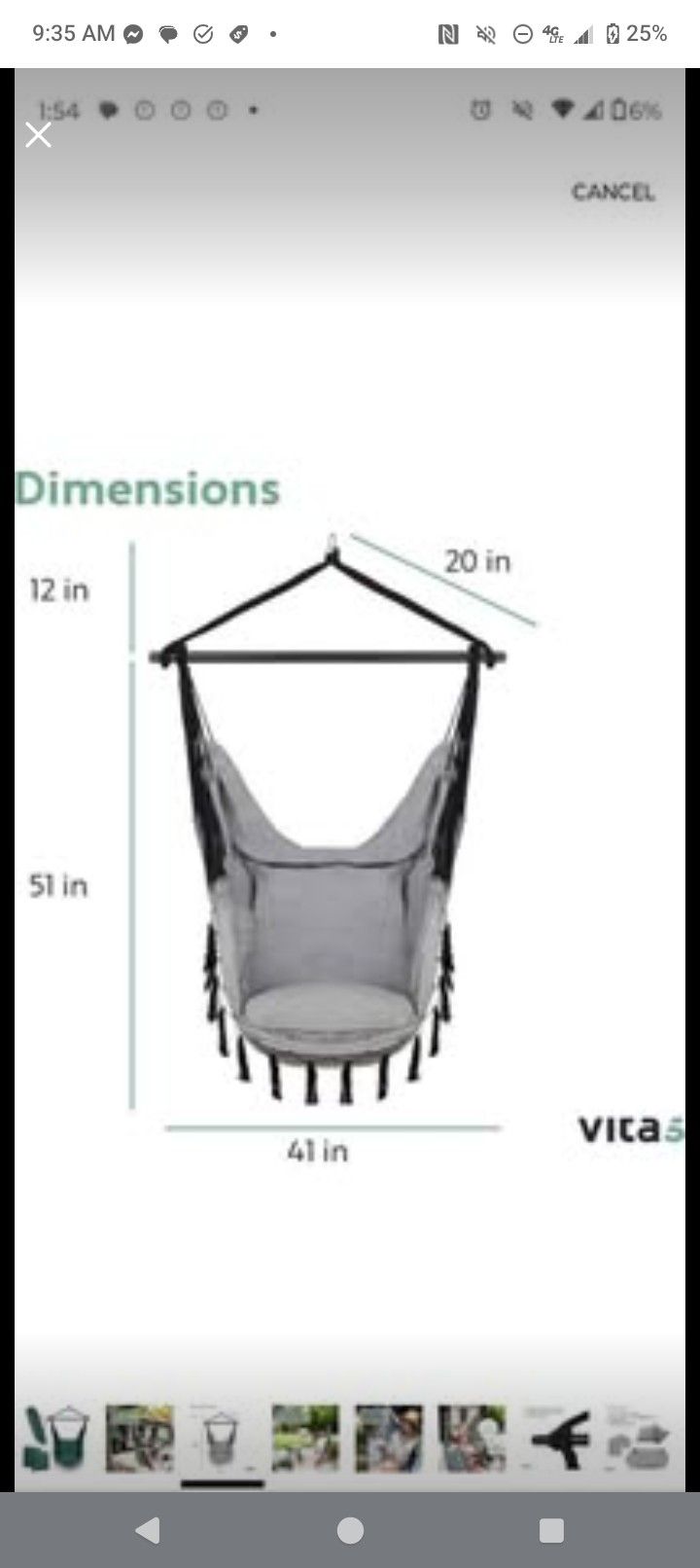 Hanging Chair with Cushions, 500 lbs Weight Capacity – Hammock Chair (Warm Grey)
