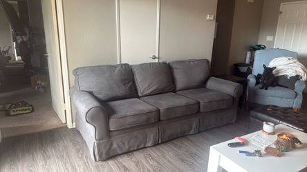 Gray 3-Seat Upholstered Sofa