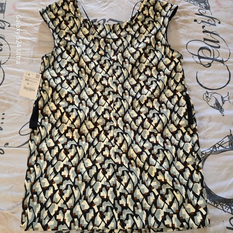 Zara Basic Abstract Geometric Print Sleeveless Blouse Size XS Multicolor