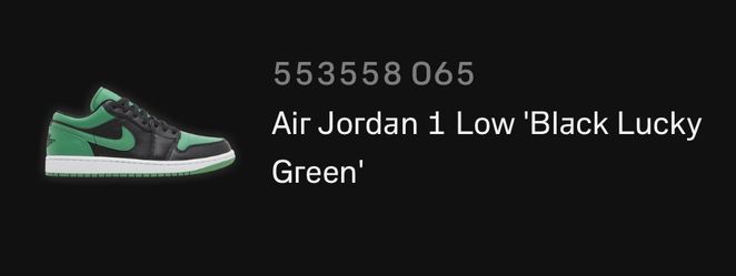 Air Jordan One Low Black Lucky Green Size 10.5