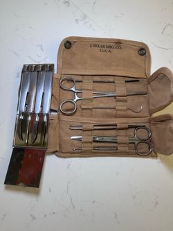 WWII US Navy Medical Department Pocket Surgical Case — J. Sklar Mfg. Co. — Complete with Instruments