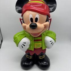 Disney Parks Mickey Mouse Popcorn Bucket Elf Souvenir Christmas Red Green 2015