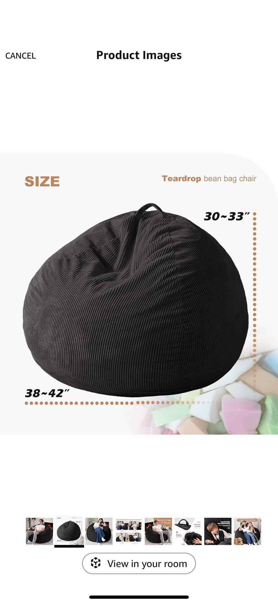 2 Large Bean Bag Chairs