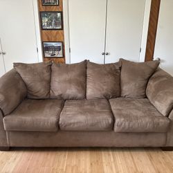 Faux suede couch and loveseat 