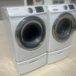 Samsung Washer And Electric Dryer + Pedestals 