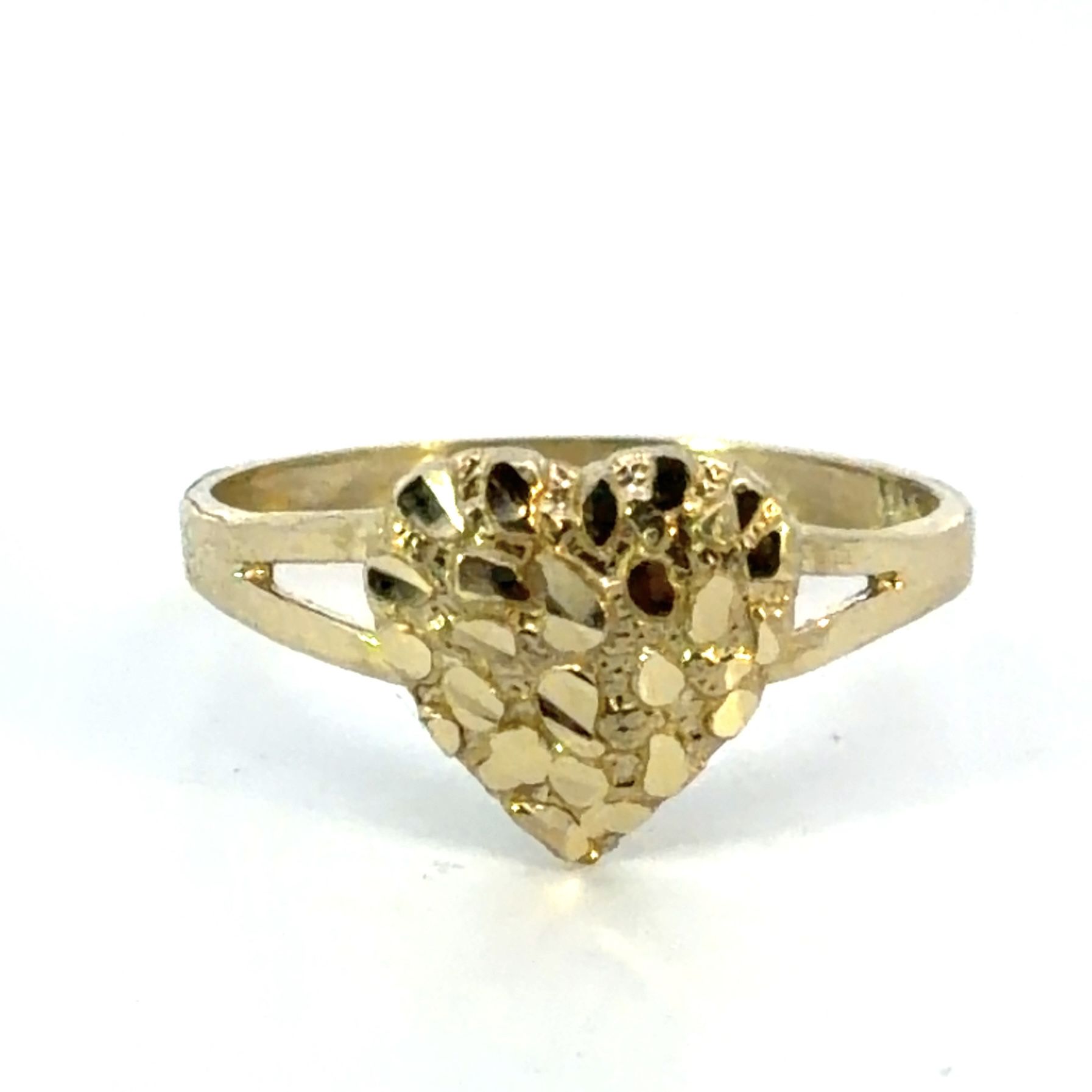 Woman’s Ladies 10k Yellow Gold Nugget Heart Band Ring Size 6.5 GP3126707