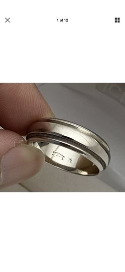 14K SOLID WHITE GOLD WEDDING BAND DESIGNER SIGNED PATTERNED