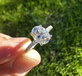 Certified 2ct Natural VVS1- D Mossanite Ring in 18k White Gold Over 925 Silver