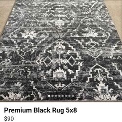 Premium Black Rug 5x8