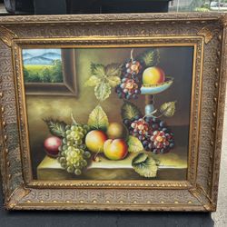 Framed Canvas Fruit Painting  