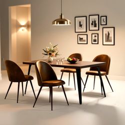 Target Stan 5 Piece Walnut Dining Table Set 63” Table with 4 Haven Upholstered Chairs (Copy)