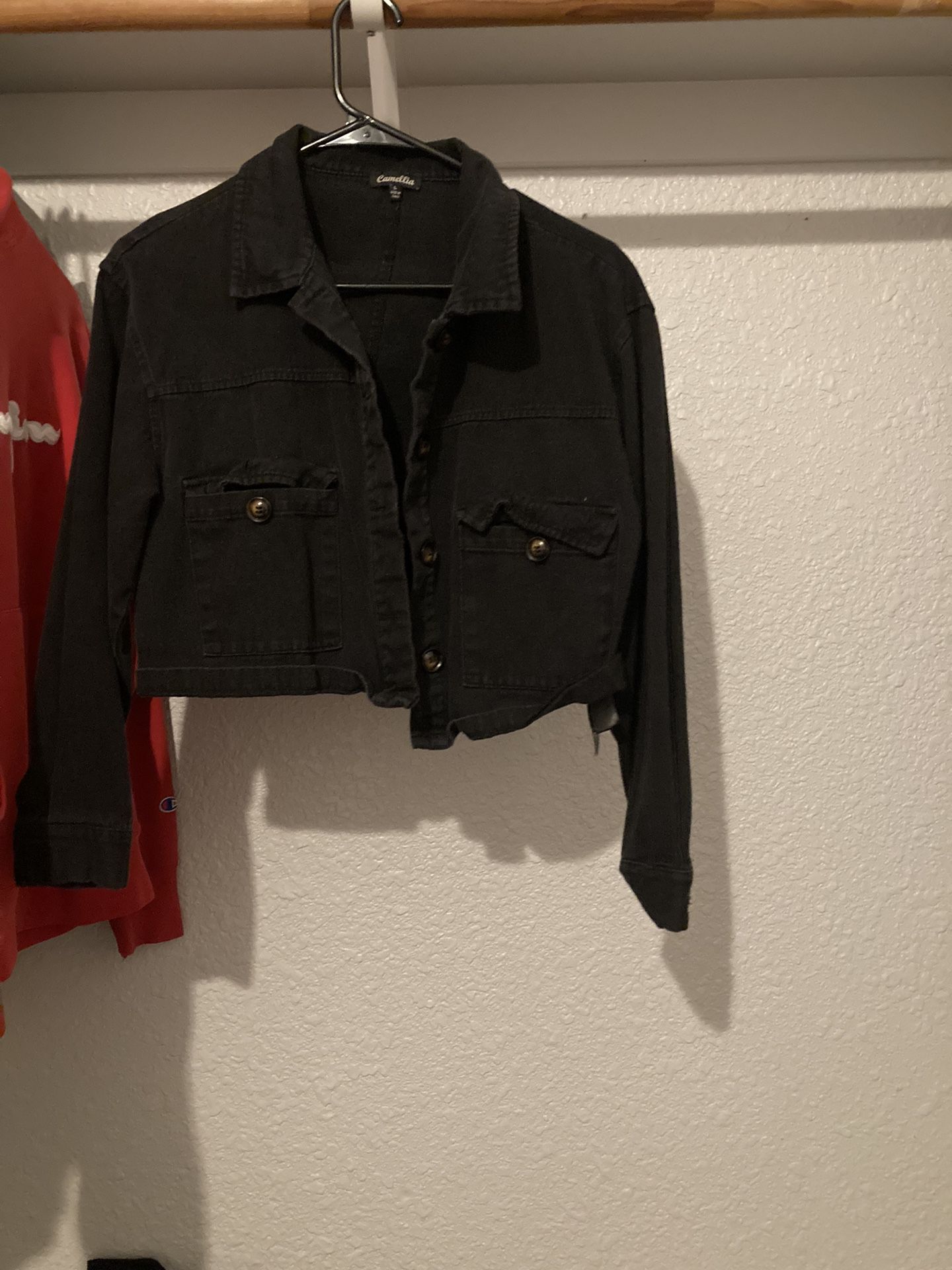 Large Black Cropped Jean Jacket