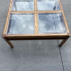 Solid Wood & Bevel Glass Coffee Table