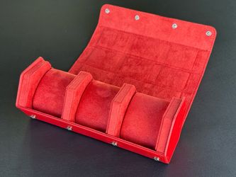 NEW Premium Leather Hexagon Watch Roll Travel Case | 3 Watch Storage | Red