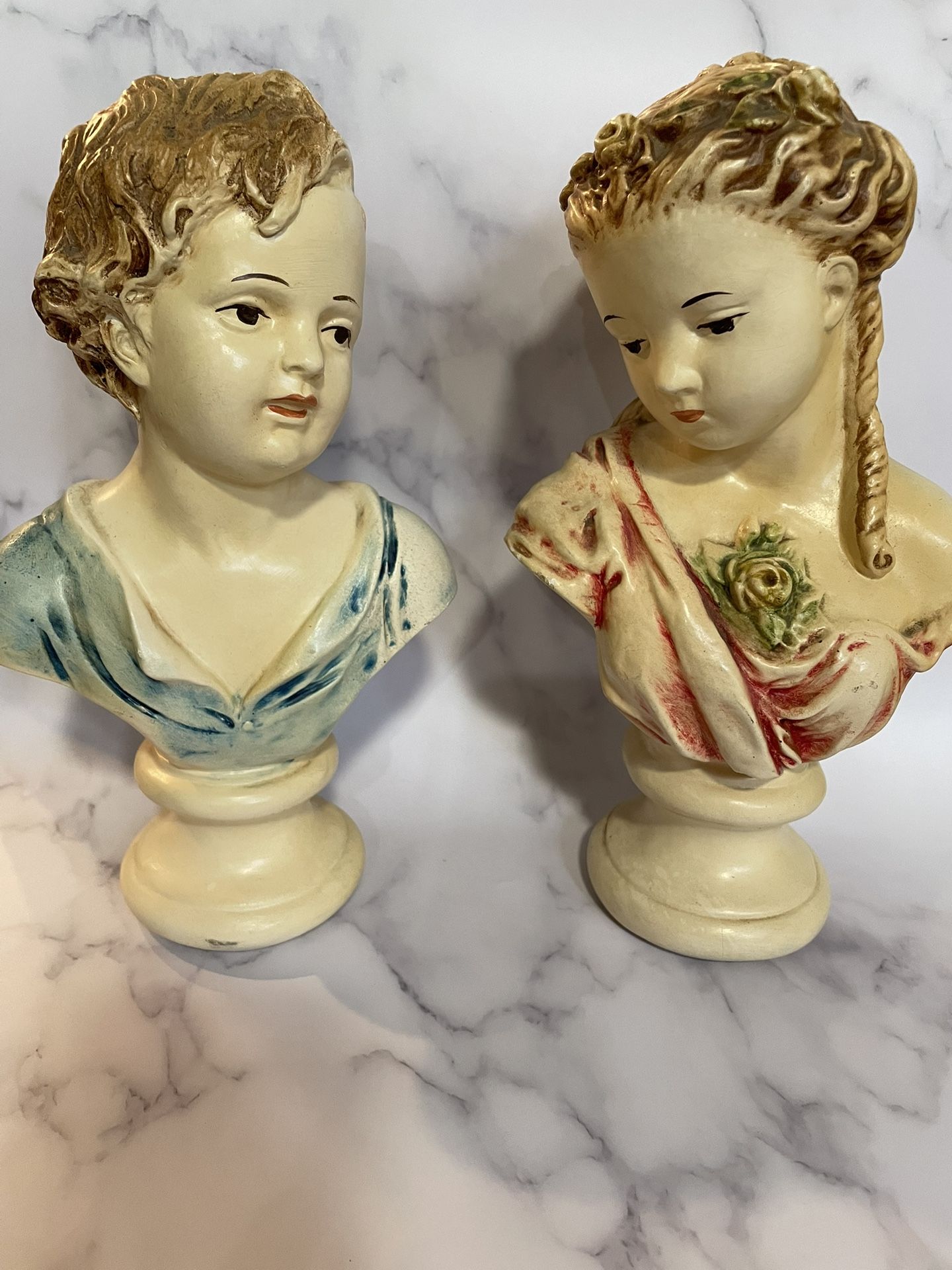 Victorian Antique Statues Male & Female Pair