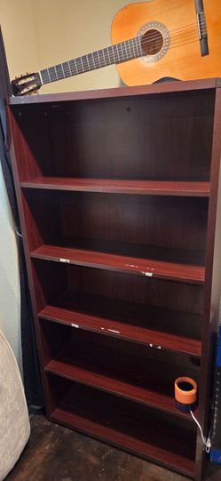 2 - 5-Shelf Bookcase Bookshelves in Cherry Finish