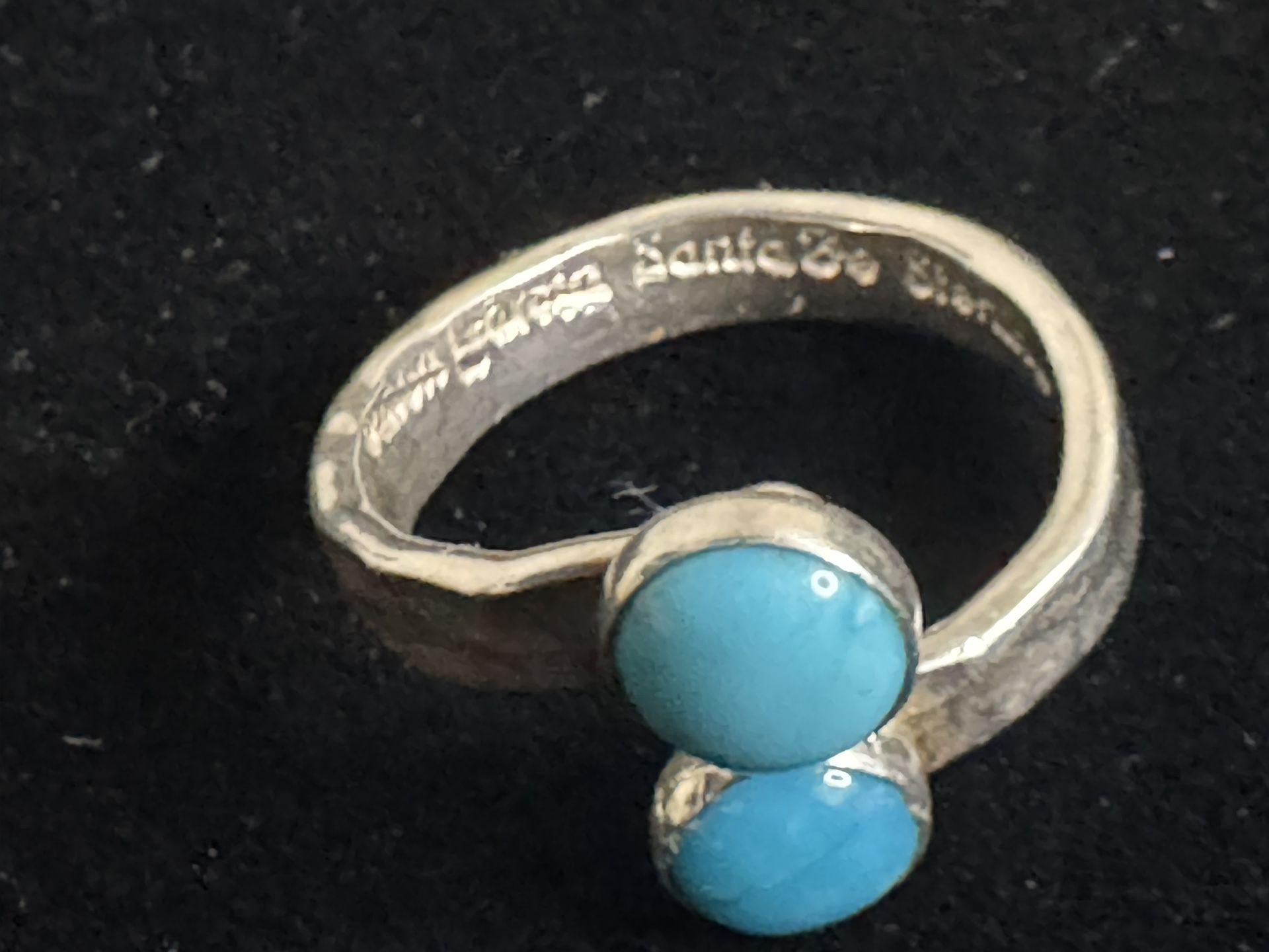 Simon Garcia Santa Fe Sterling Turquoise Ring – Adjustable – Signed