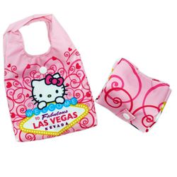 Hello Kitty LAS VEGAS Foldable Pink Tote Heart Crest New