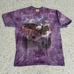 Vintage 90’s “THE MOUNTAIN” American Bald Eagle Tie Dye Graphic Shirt. Size XL.