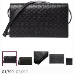 Gucci - Guccissma Black Crossbody Wallet (466507)