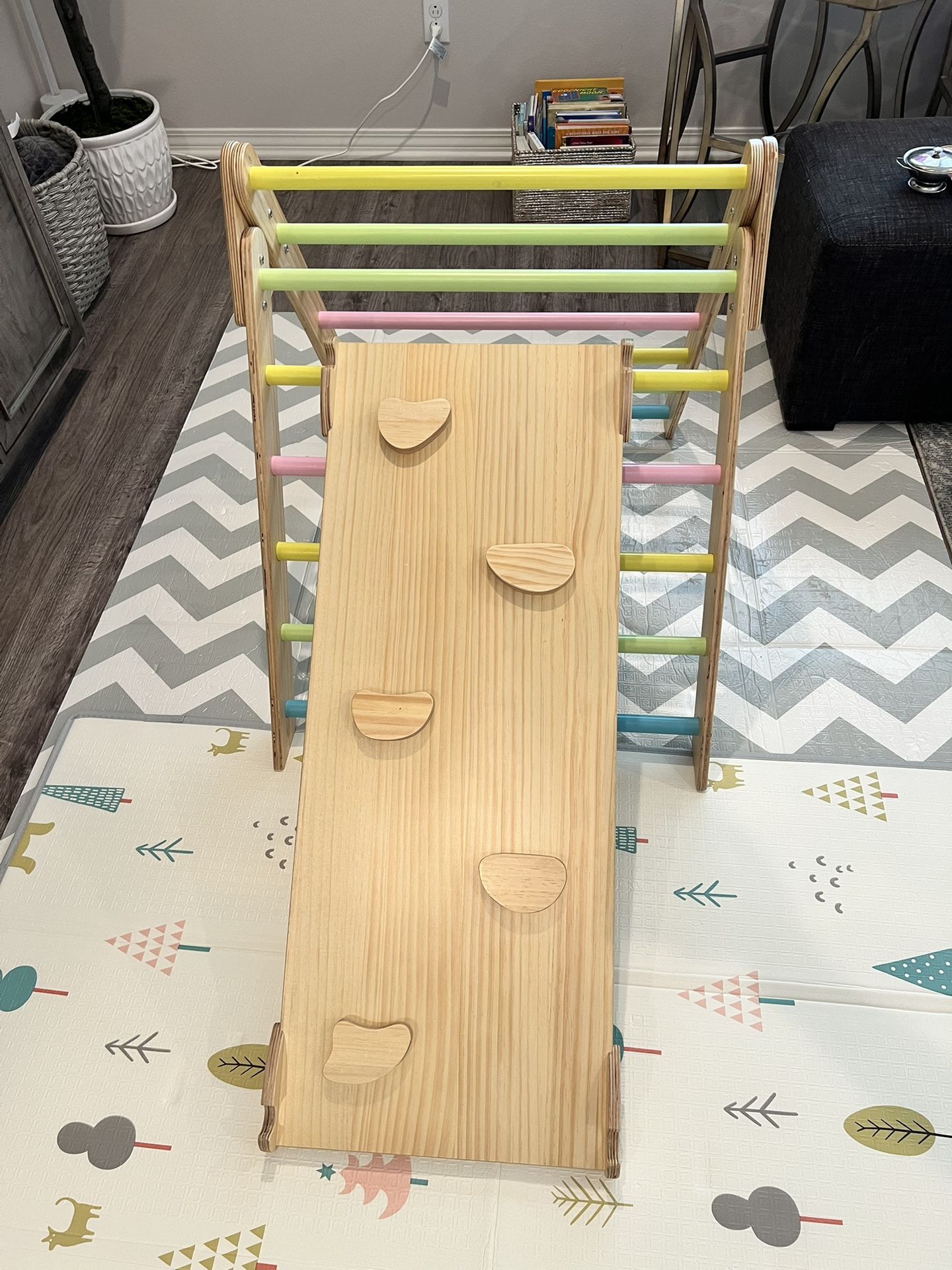 in Wood Pikler Triangle Set, Foldable Toddler Climbing Toys