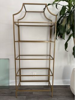 Gold Metal Etagere Bookshelf – 5 Shelves