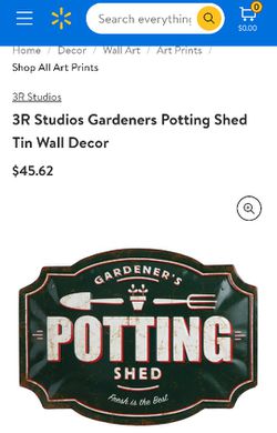 Vintage Style. Replica. Gardeners Potting Shed. Tin. Metal. Art. Garden. Thumbnail