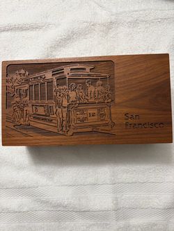San Francisco Cable Car Engraved Wooden Box